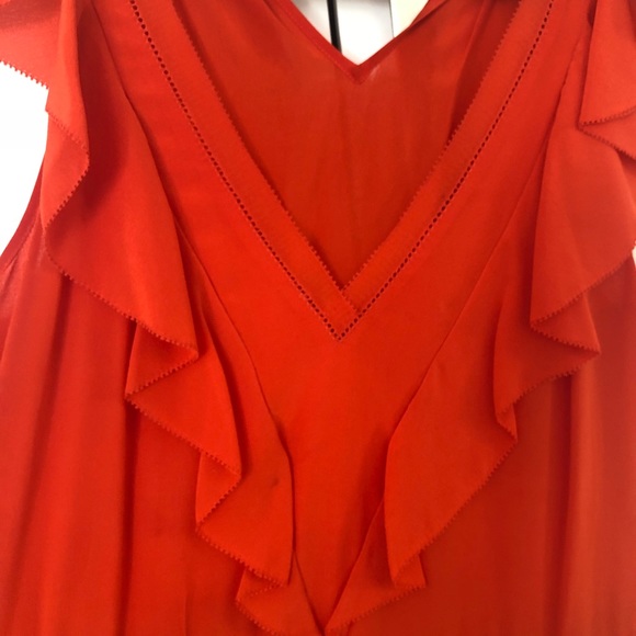 Rebecca Taylor Silk Flame Red Orange Dress Size 2 - Picture 3 of 8